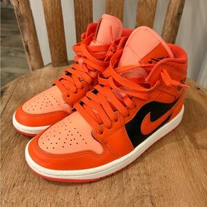 Jordan 1 Women's Sneakers in Orange and Black